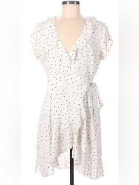 Aritzia Sunday Best White Wrap Dress with Black Heart Detail Size 4